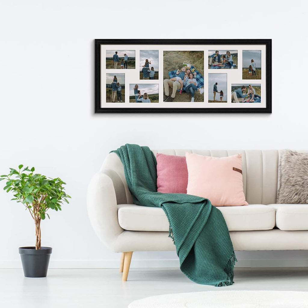 WIFTREY 2 Pack 4x6 Picture Frames Collage with 9 Openings, Display Eight 4 x 6 Pictures and One 8x10 Photos for Wall Mounting, Black