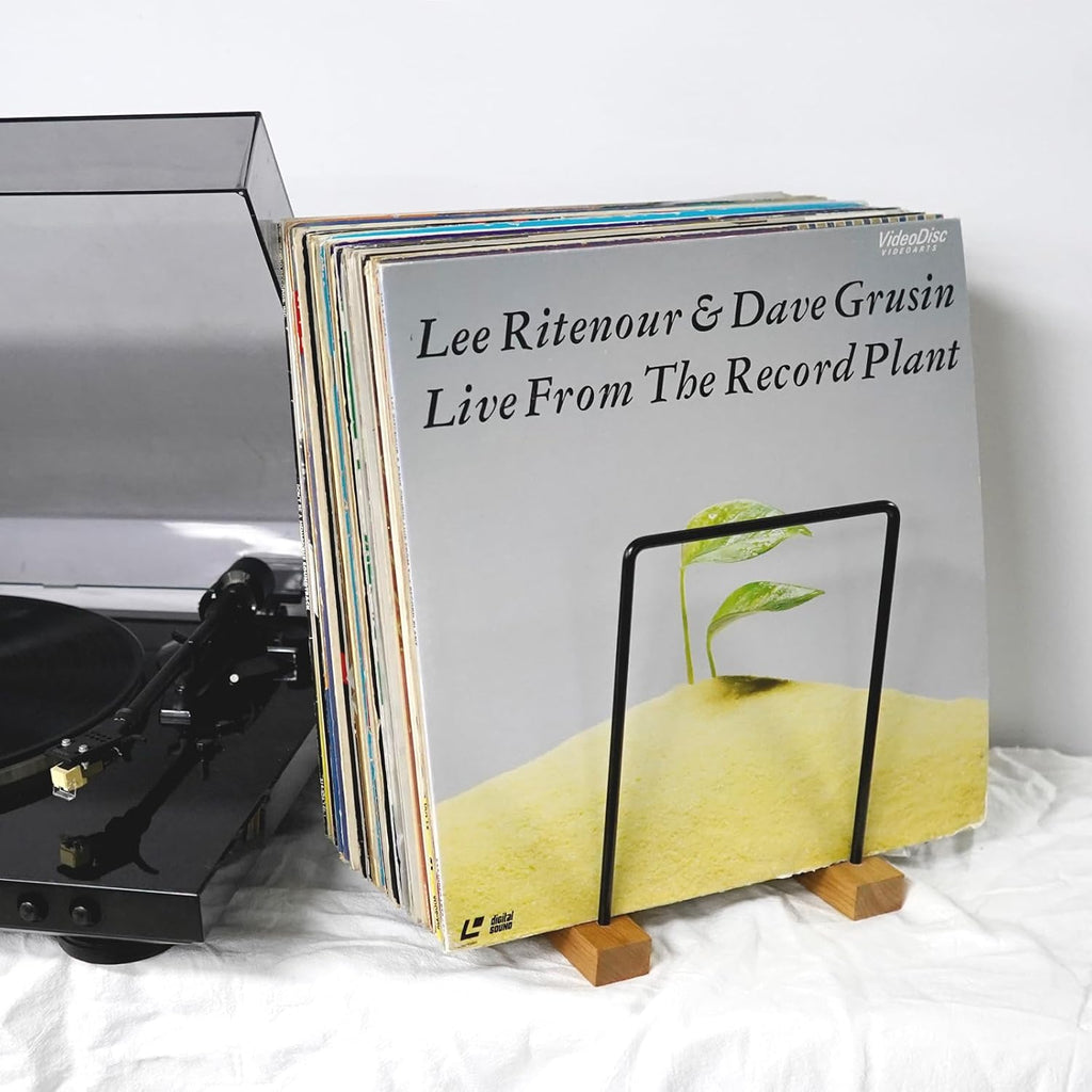 40 LP Vinyl Record Storage Solid Cherry Wood Vinyl Record Holder (Iron)