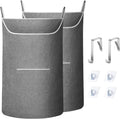 SAVERHO X-Large Door Hanging Hamper Bag,2 Pack Large Capacity Hanging Laundry Hamper Basket with Wide Opening Dirty Clothes Laundry Hamper Storage Bag Size 35X22inch(Grey-2Pack)