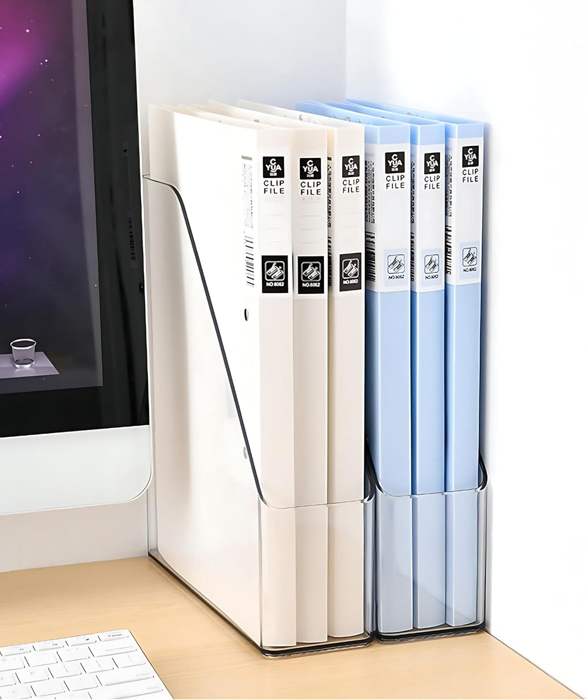 2-Pack Clear Acrylic Vertical Magazine File Holders – Desktop Organizer for Books, Documents, Binders, Envelopes