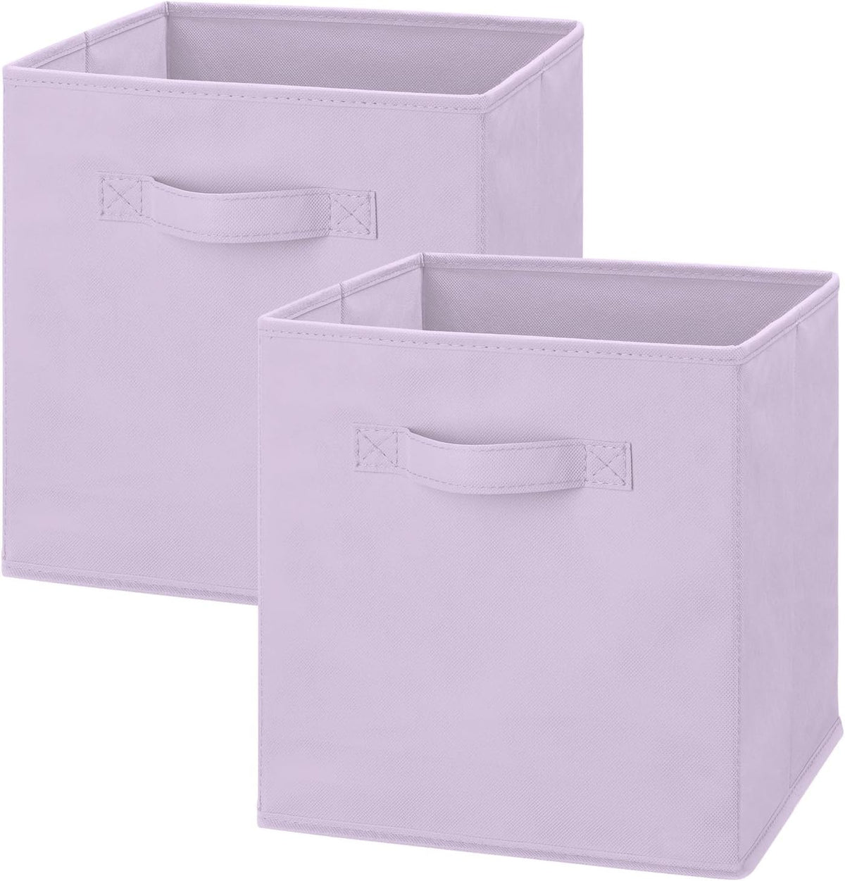 Whitmor Fabric Storage Cubes 2 Pack, Light Lavender Closet Organizer Bins with Handles, 10.5 x 10.5 x 11 Inch Non-Woven Storage Baskets for Shelves, Closet, Nursery, Bedroom, Office