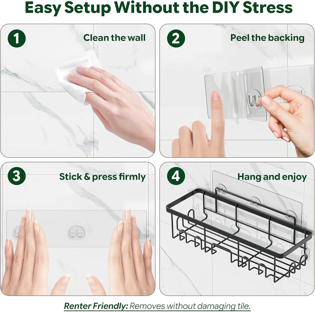 Simple Trending 6-Pack Shower Caddy Adhesive with Large Capacity
