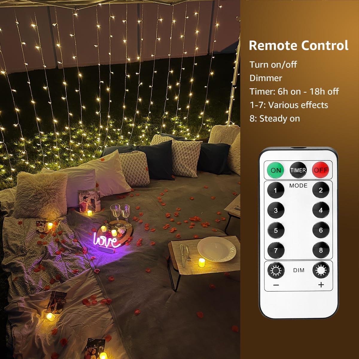 Lepro Lighting Ever Fairy Curtain Lights Battery Operated & USB Plug in