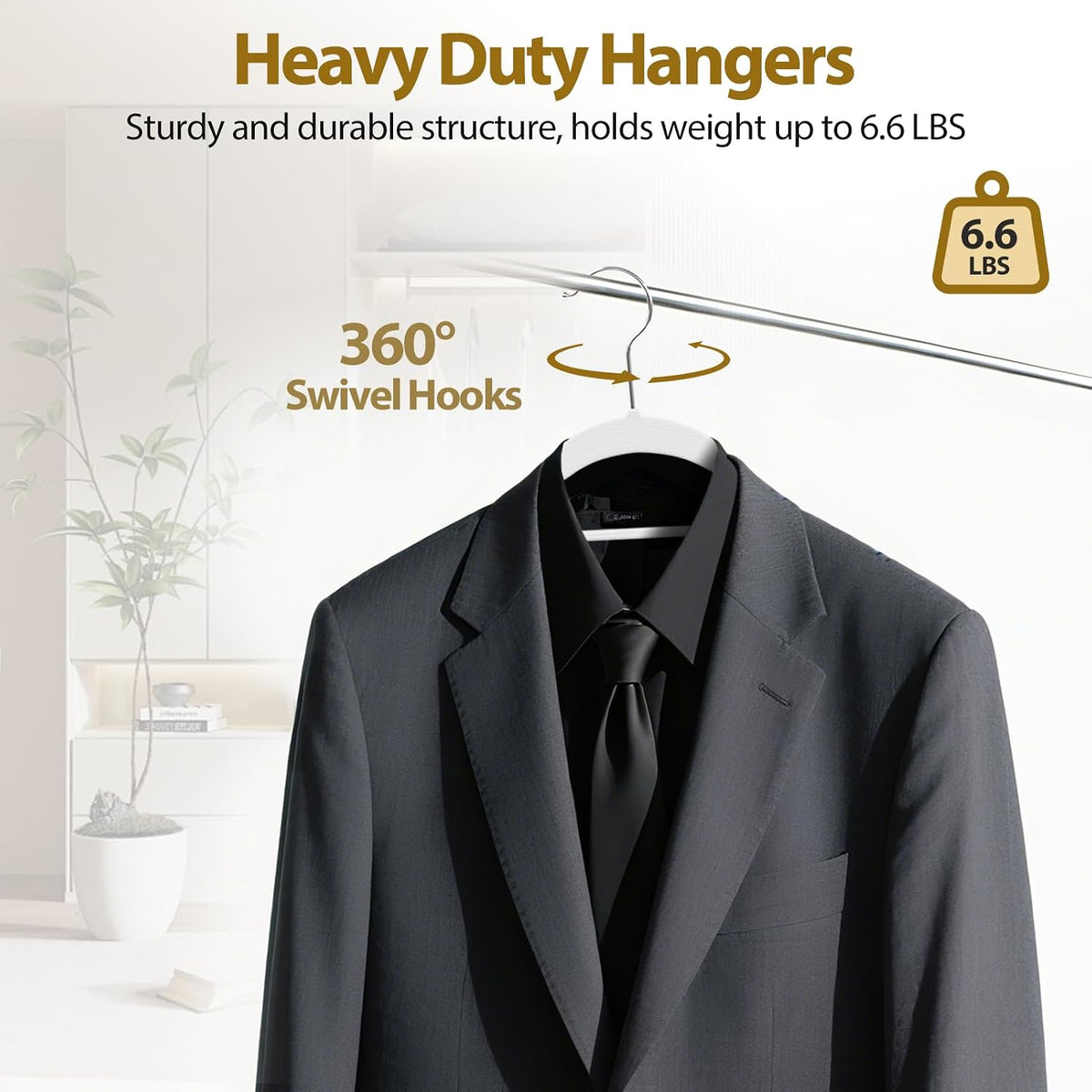Plastic Hangers 30 Pack, 16.5" Non-Slip Clothes Hangers Heavy Duty