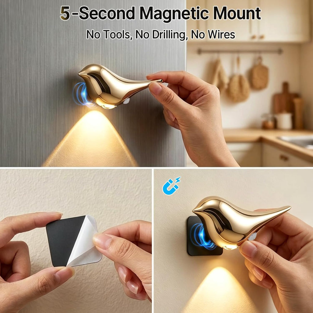 Motion Sensor Wall Light: Cute Bird Rechargeable Lights 2 Pack