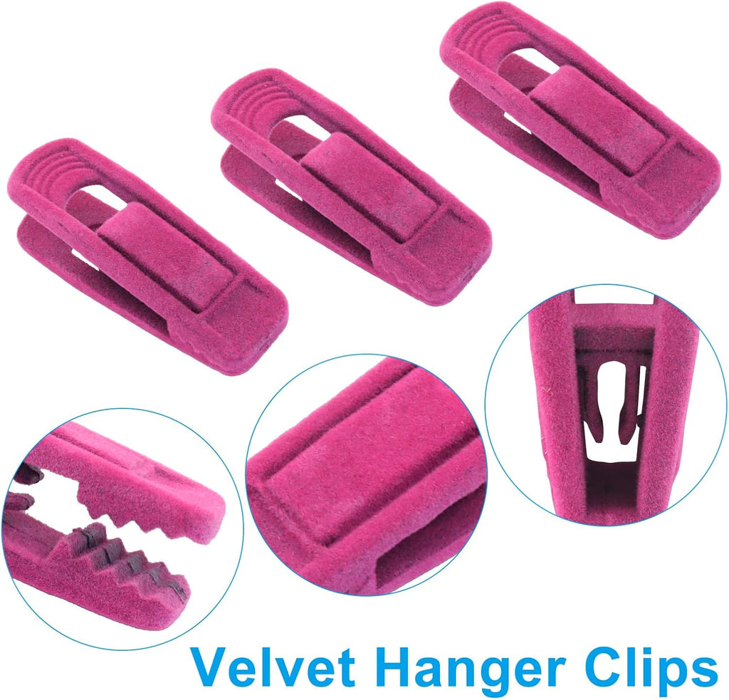 Hot Pink Velvet Hanger Clips, 30 Pack
