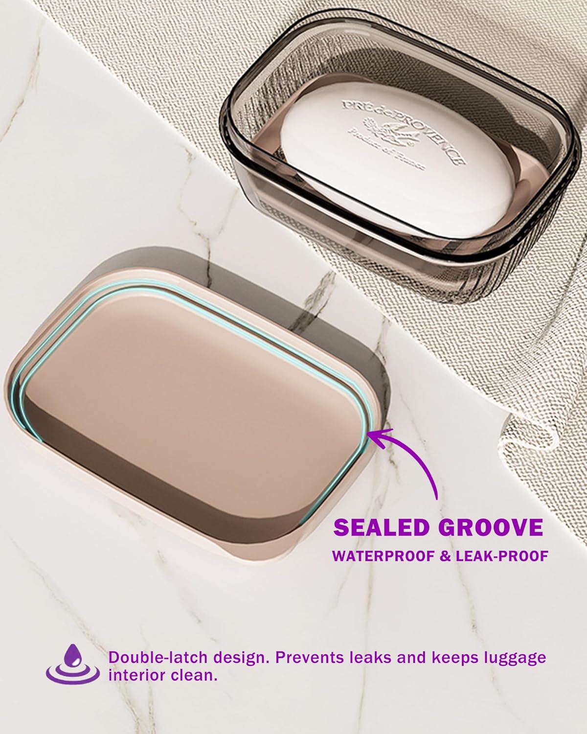 Travel Essentials Soap Holder with Lid Clear,Leakproof Soap Dish with Drainage Layer,Portable Travel Soap Bar Case for Camping,Gym,Bathroom,Kitchen,Dormitory,Hotel
