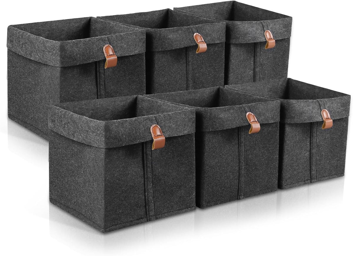 6Pcs Storage Cubes Felt Fabric Cube Storage Bin,9x9x10inch Cloth Cube Storage Bins Felt Storage Cubes 12L Foldable Fabric Storage Baskets Cubby Storage Organizer Cubes for Organizing Clothes Toys