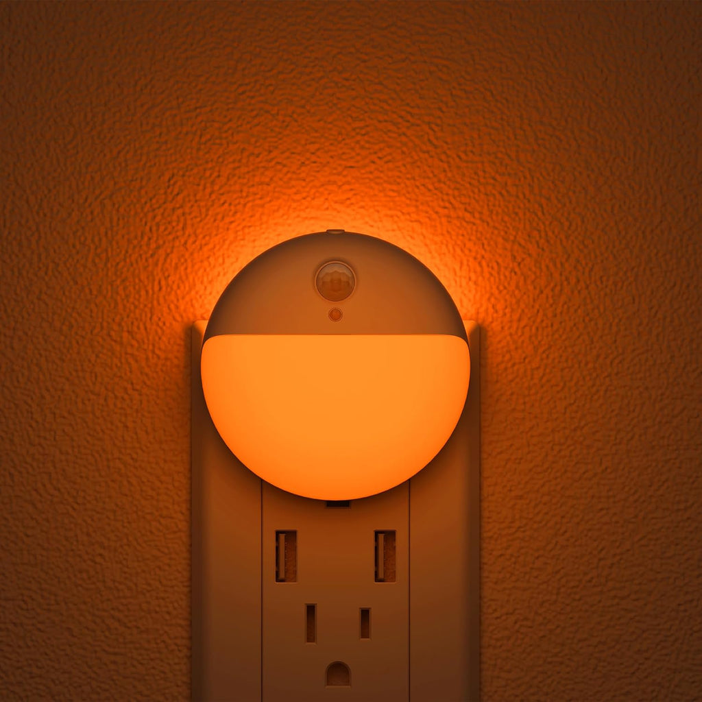 YUNLEX Amber Motion Sensor Night Lights Plug into Wall, 2 Pack