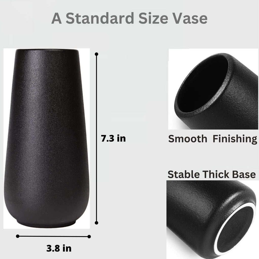DECORPIA Premium Ceramic Vase for Pampas Grass - Flower Vase for Home Decor, Minimalism Style for Modern Table Shelf, Vases for Flowers for Kitchen Living Room Centerpieces, Office Desk Vase (Black)