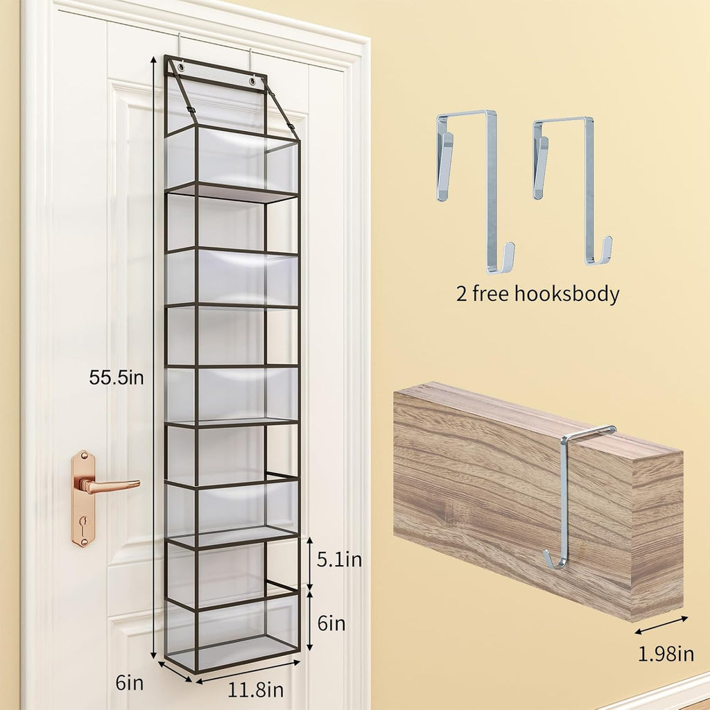 Over Door Organizer Hanging Storage 5 Shelf Clear Pockets Pantry Closet