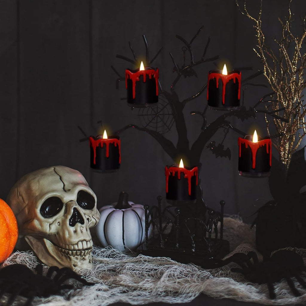 Eldnacele Halloween Flameless Votive Candles Battery Operated with Timer