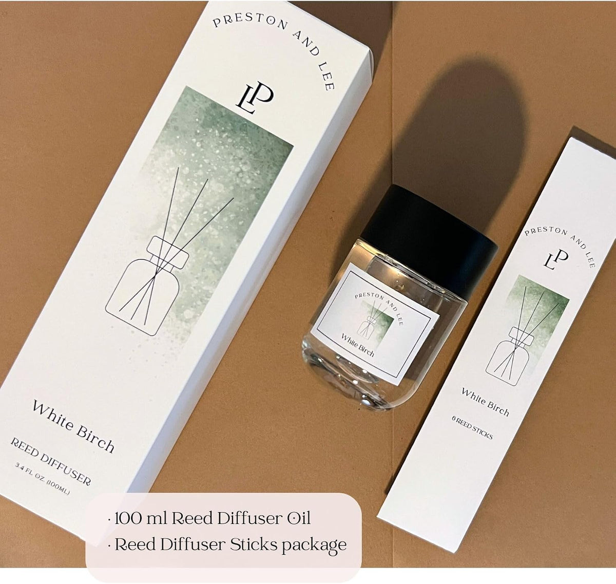 Reed Diffuser Set | 100 ml (3.4 fl oz) White Birch Scent | Reed Diffuser Set | Aromatherapy Diffusers | Reed Diffuser Oil for Home and Spa Fragrance