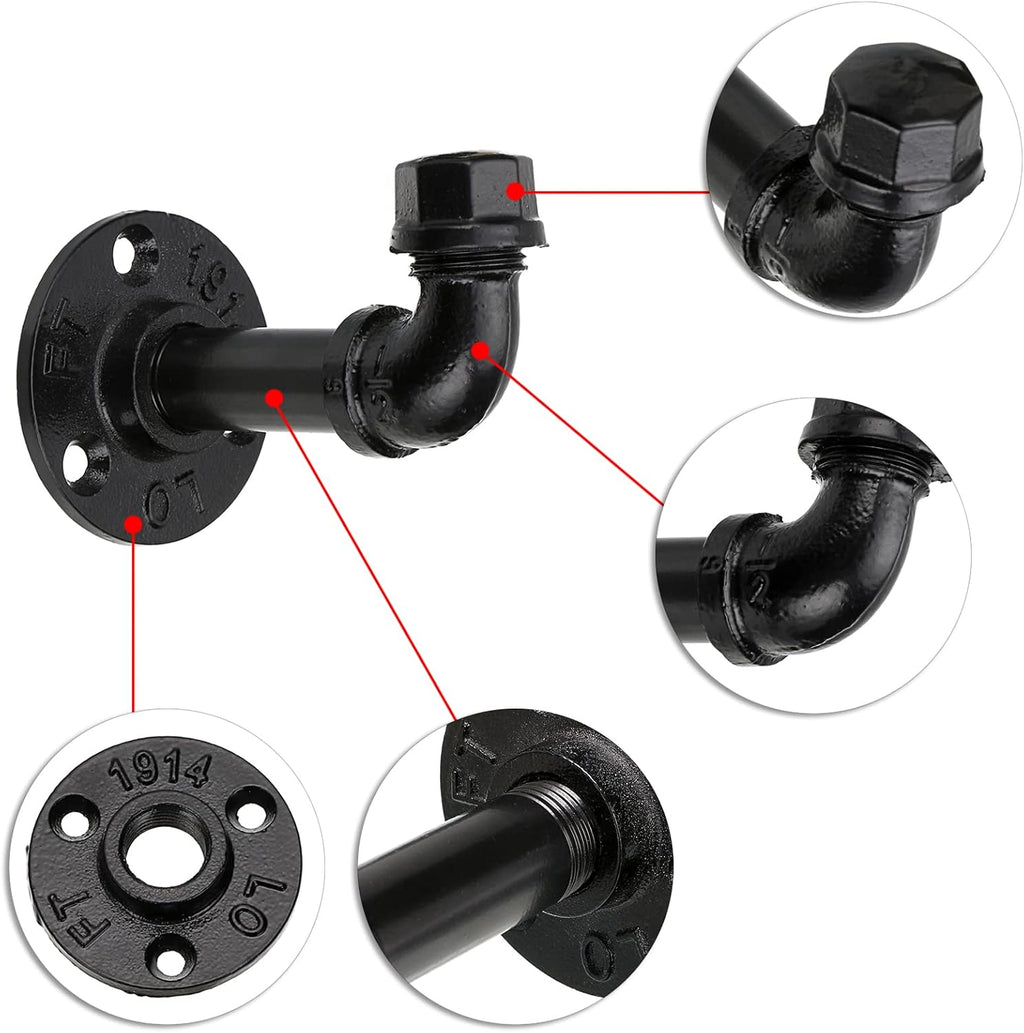 Sumnacon 3 Pcs Industrial Pipe Coat Hook Racks - Heavy Duty Rustic Clothes Towel Holder Hanger, Wall Mounted with Hardware for Home, Office, Electroplated Black Finish