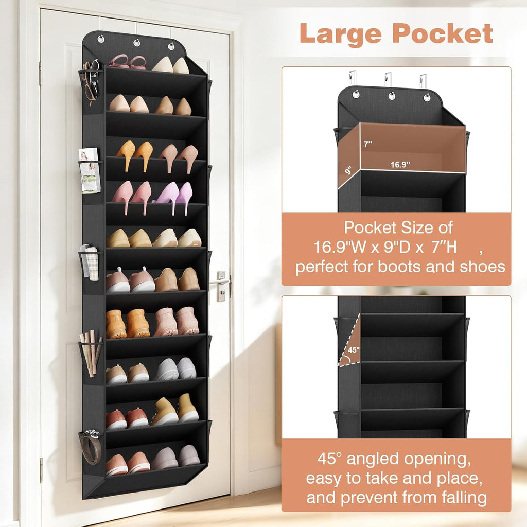 LANTEFUL Over the Door Shoe Organizer, Hanging Shoe Rack for Closet, Black