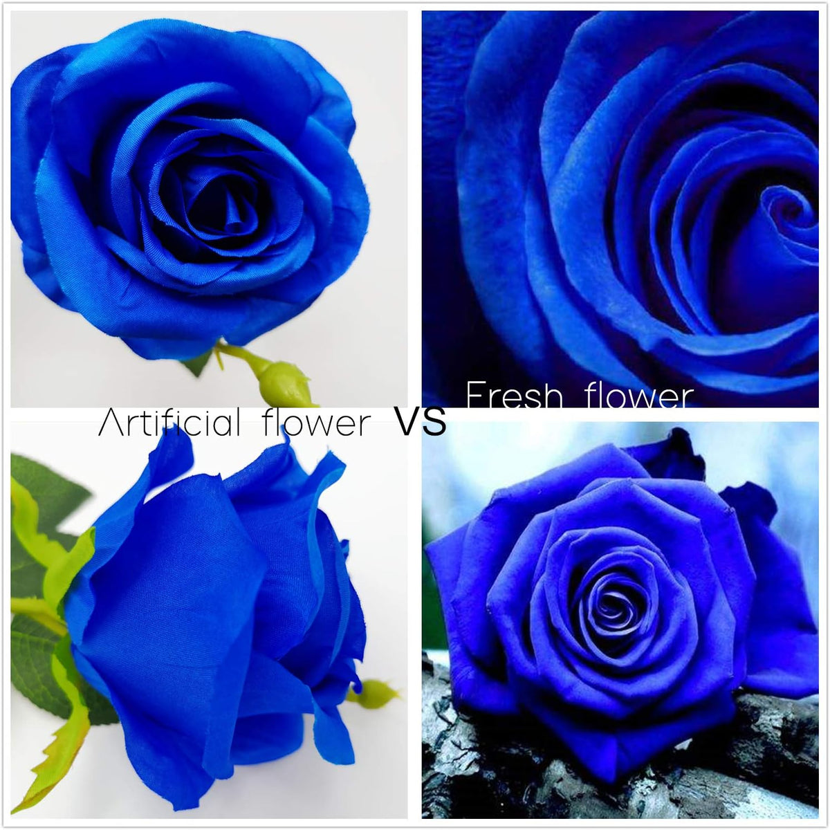 AnotherGifts 10pcs Artificial Silk Flowers Fake Rose Flower Long Stems Bouquet for Arrangement Wedding Centerpiece Party Home Kitchen Decor (Royal Blue)