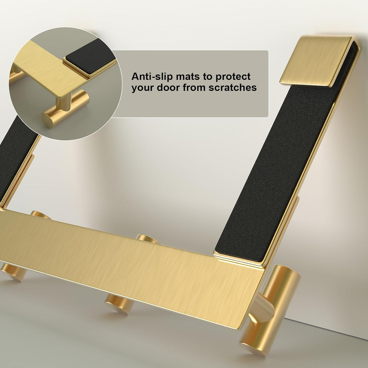 PMMASTO Gold Extra-Long Shower Door Hanger, 3 T-Hooks, Fits 3/8-Inch Glass
