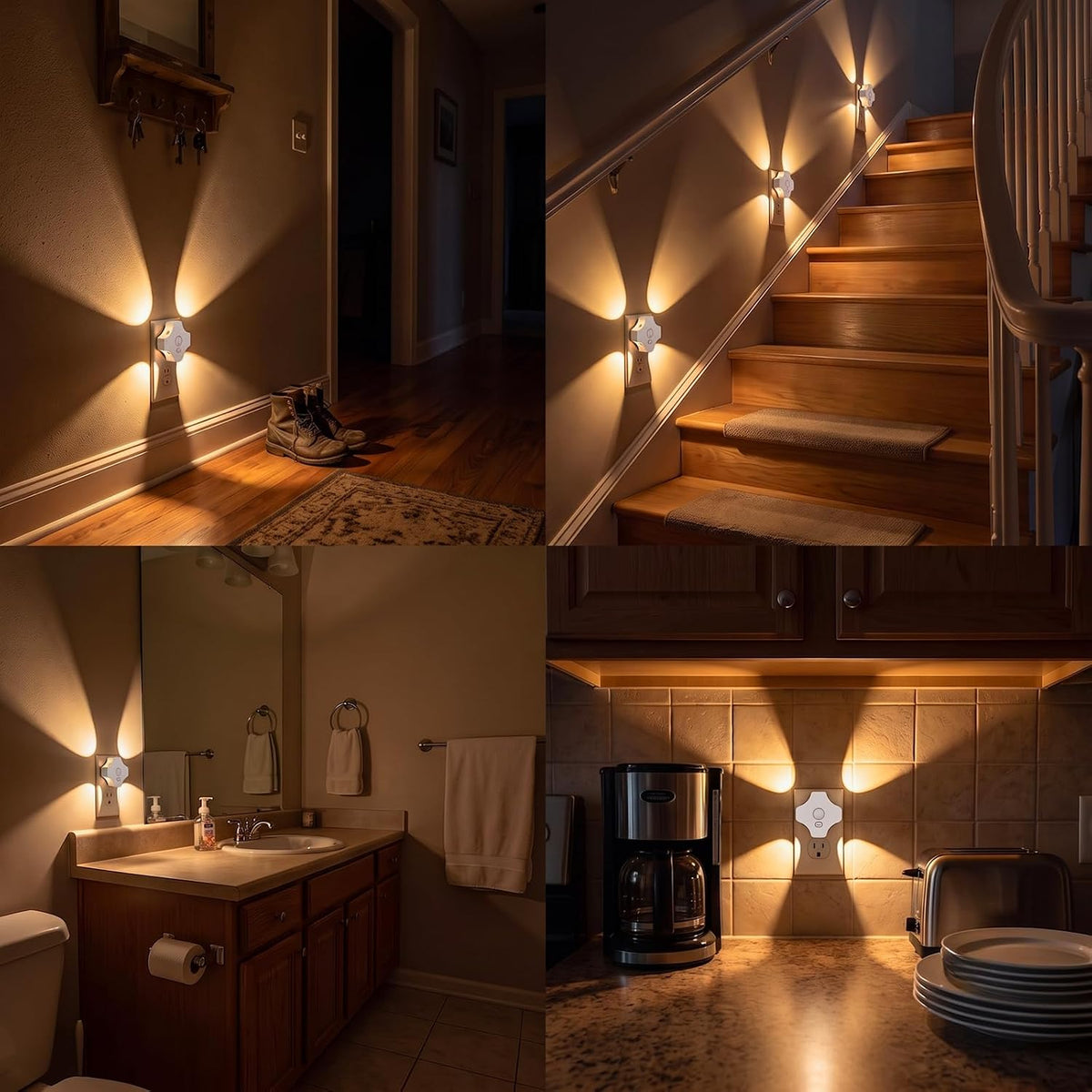 LED Motion Sensor Night Light Indoor, Night Lights Plug into Wall with Dusk to Dawn Sensor, 3000K Soft White, 30/60/100LM Adjustable Brightness, Dimmable Nightlight for Bathroom Hallway Kitchen