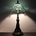 Small Tiffany Lamp Mini Stained Glass Desk Lamp Sea Blue Dragonfly