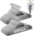 Grey Velvet Hangers, Stackable Hanger with Non Slip Felt Fabric