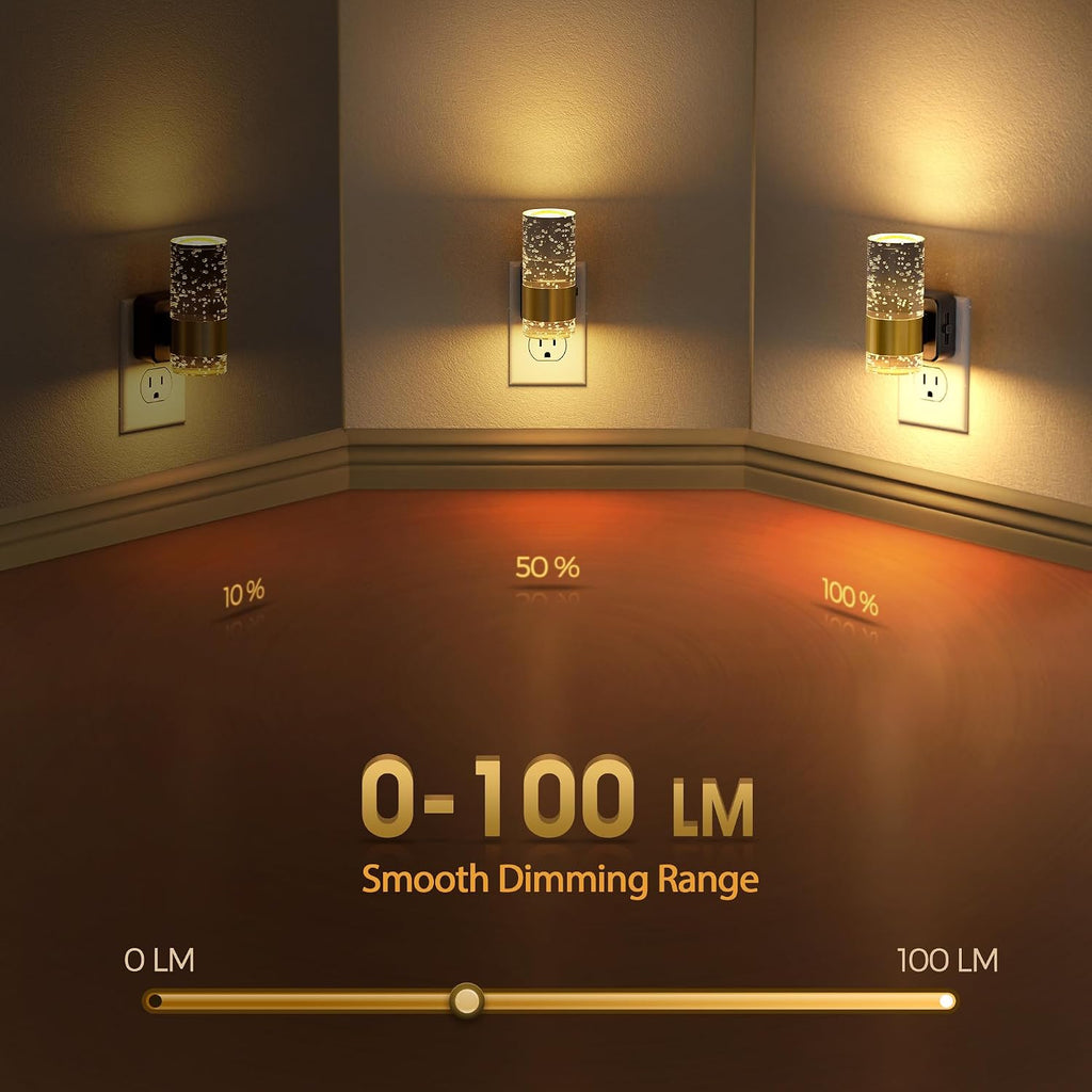 Briignite Night Light, 2 Pack Dimmable Night Lights Plug into Wall