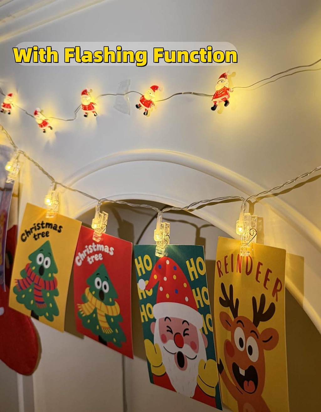 Photo String with Clips 20 LEDs Battery Operated Room Decorations Twinkle Photo Clips String Light for Bedroom Wall Christmas Party Wedding Birthday Classroom, Warm White