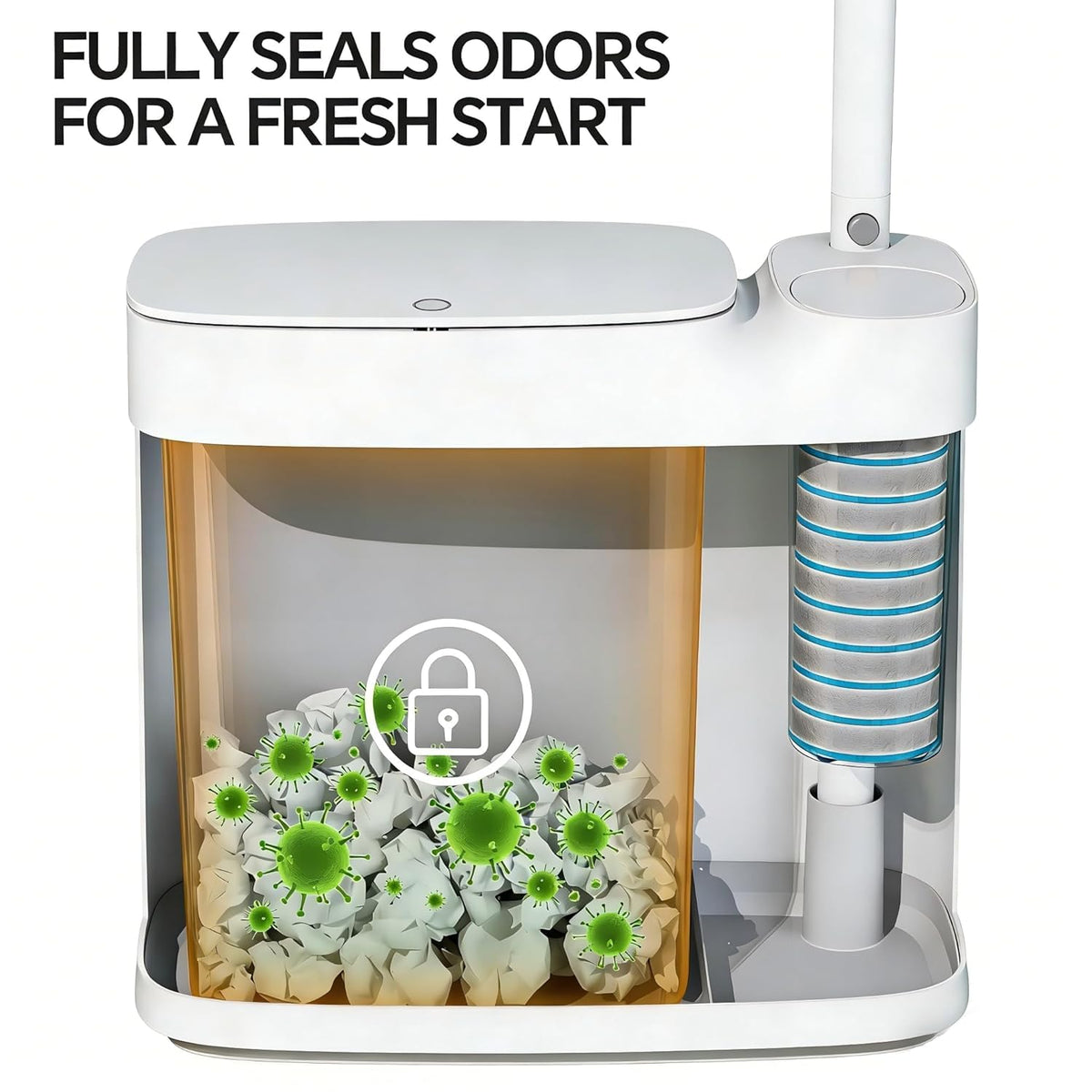 Small Bathroom Trash Can and Toilet Brush Set, 12 Disposable Refills