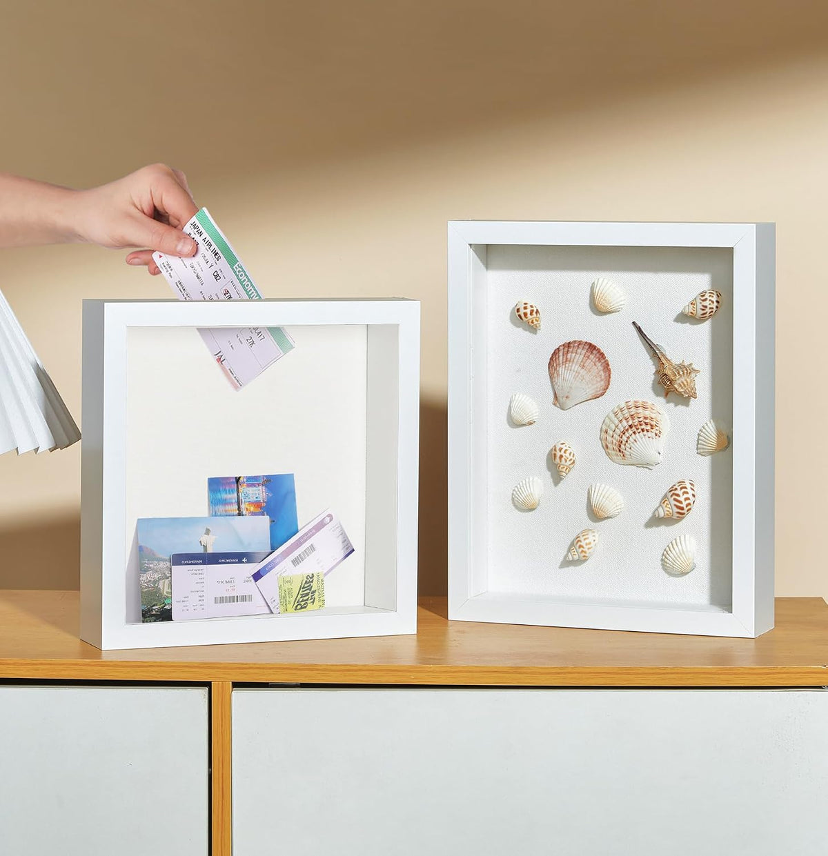 Travel Adventure Archive Shadow Box Frame with Slot, 12x12in White