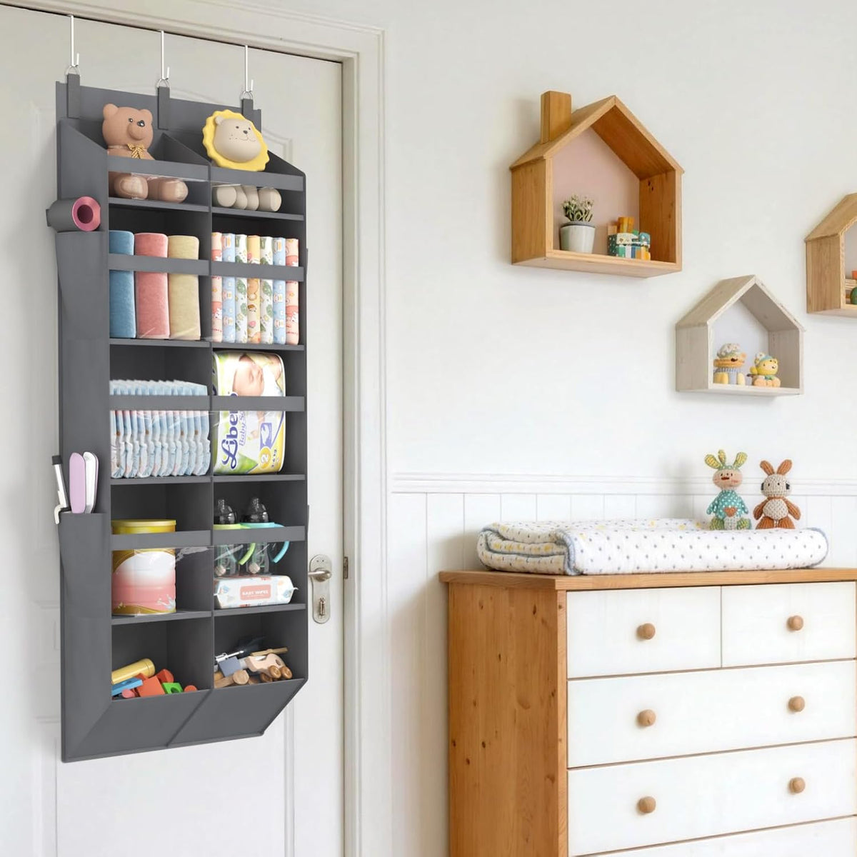 Lifewit 1 Pack Over the Door Organizer,10 Section Hanging Storage,Dark Gray