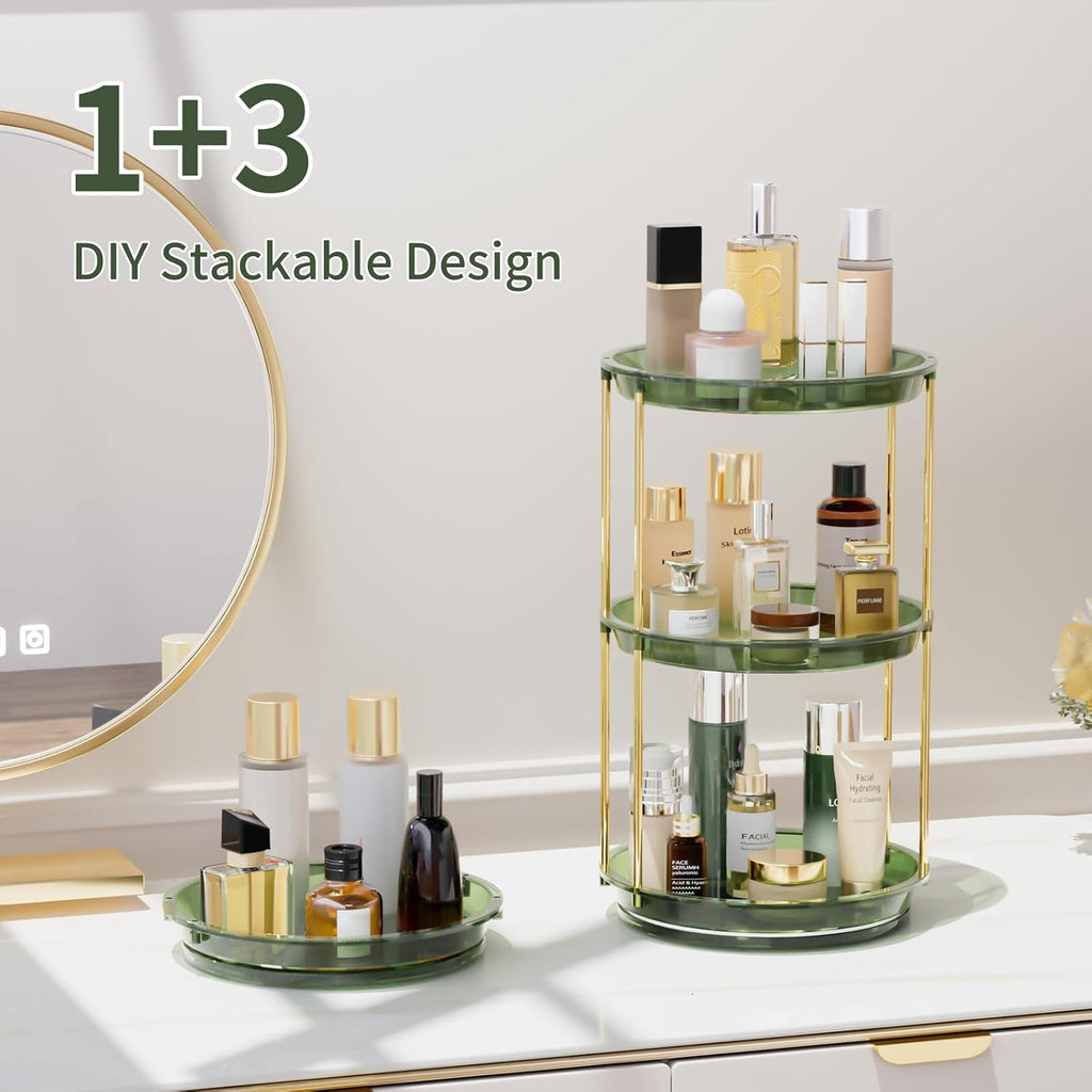 Rotating Makeup Organizer, Perfume Skincare Holder, 2 Tier 9 Inch, Green