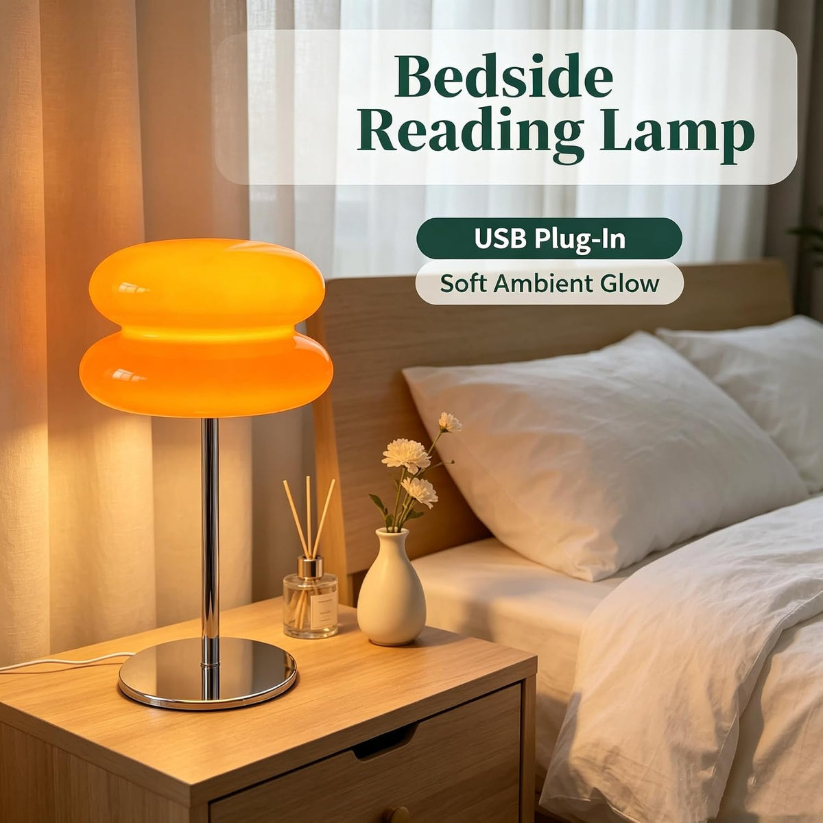 Mid Century Modern Nightstand Table Lamp for Bedroom