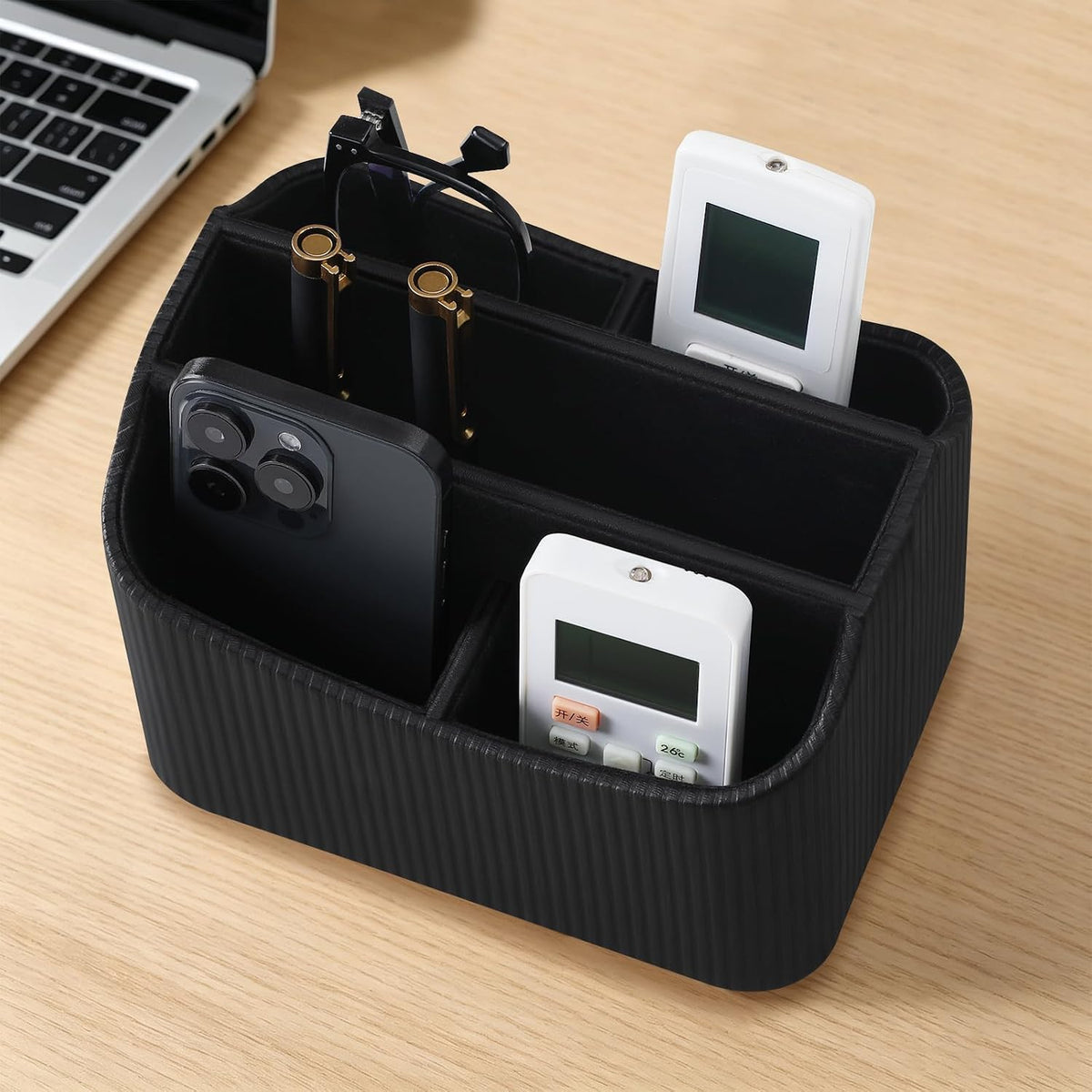 360° Rotating Desk Organizer, Lazy Susan Remote Control Holder, Black
