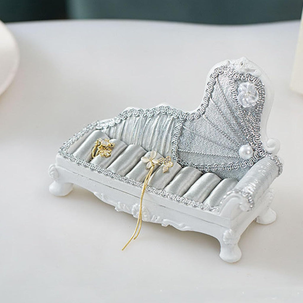 Dzrige Sofa Shaped Jewelry Box Portable Organizer for Rings Earrings Necklaces Bracelets Chic Couch Jewelry Box Women Birthday Christmas Gift