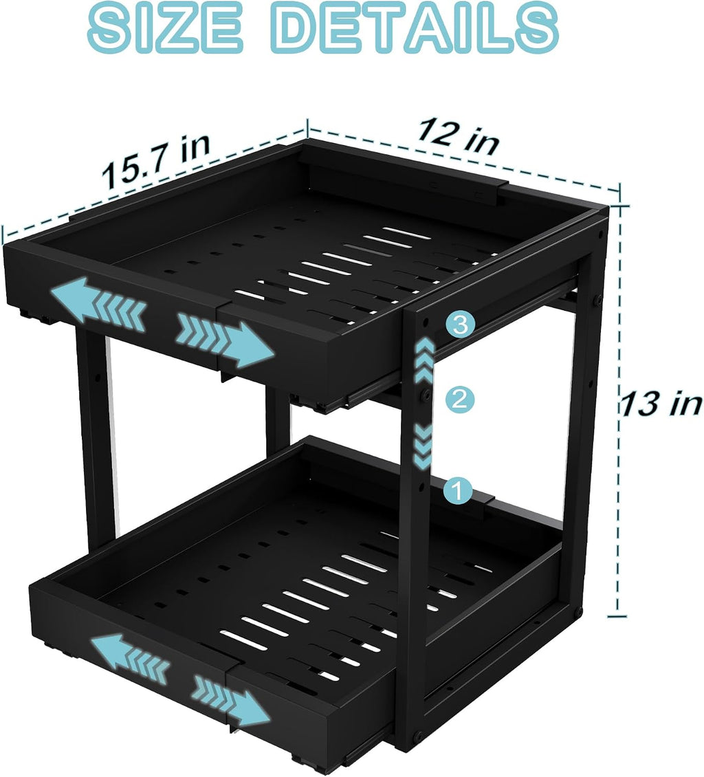 Golener 2-Tier Expandable Pull Out Cabinet Organizer, Cabinet Drawers, 16"D