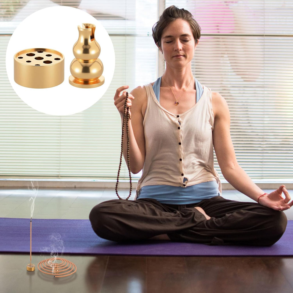 OIIKI Brass Incense Holder, Coil Incense Burner, Incense Stick Holder, Alloy Cone Ash Catcher for Indoor Outdoor Use (5 Styles)