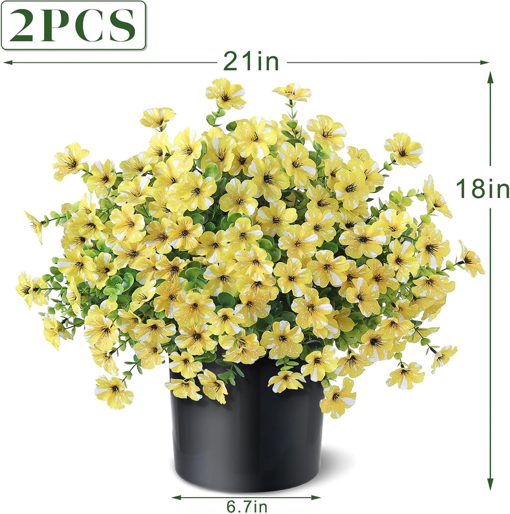 2Set Artificial Eucalyptus Flower Topiary Tree for Front Porch(Yellow)