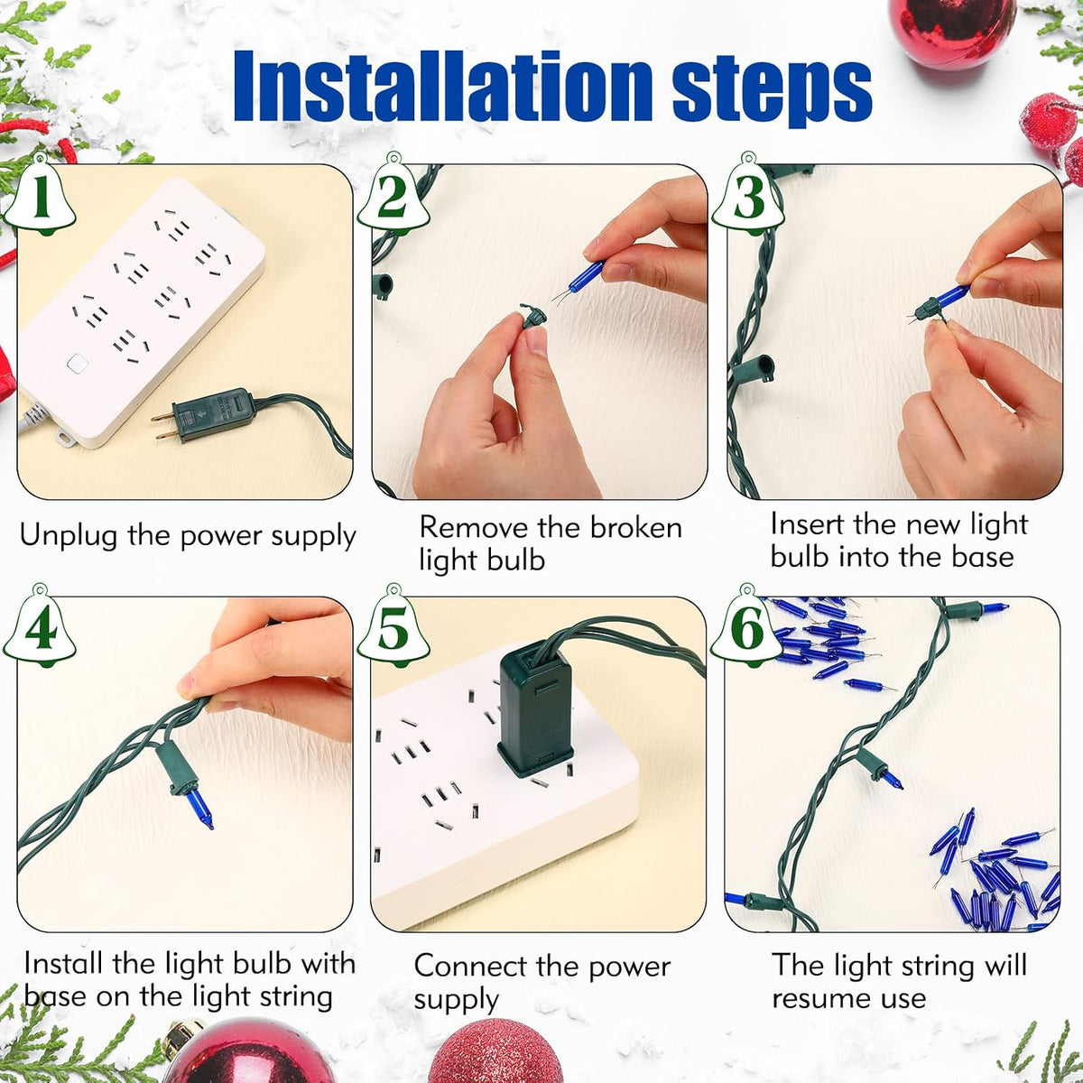 Remagr 70 Pcs 3.5v Christmas Mini Light Bulbs Holiday Decor, Blue