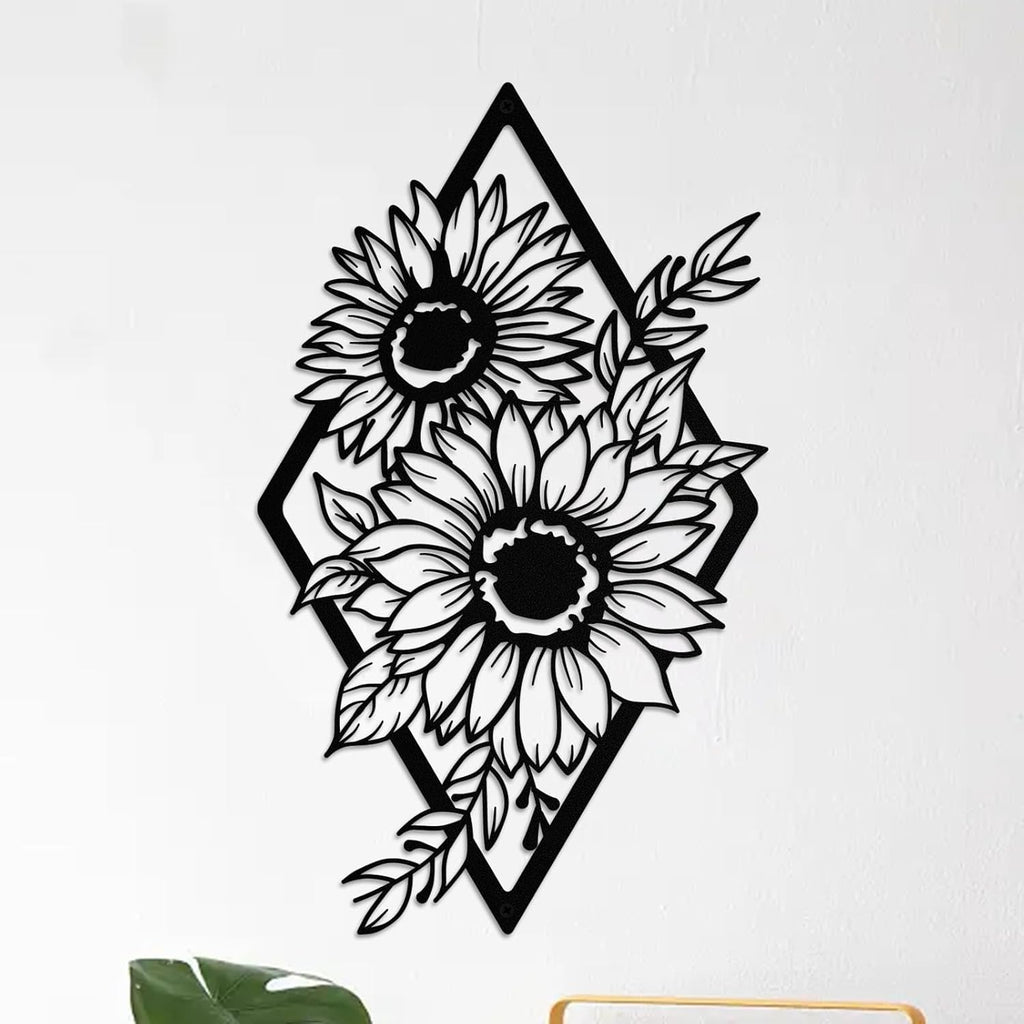 ruelen Metal Sunflower Wall Art,Boho Floral Wall Decor Home Decor