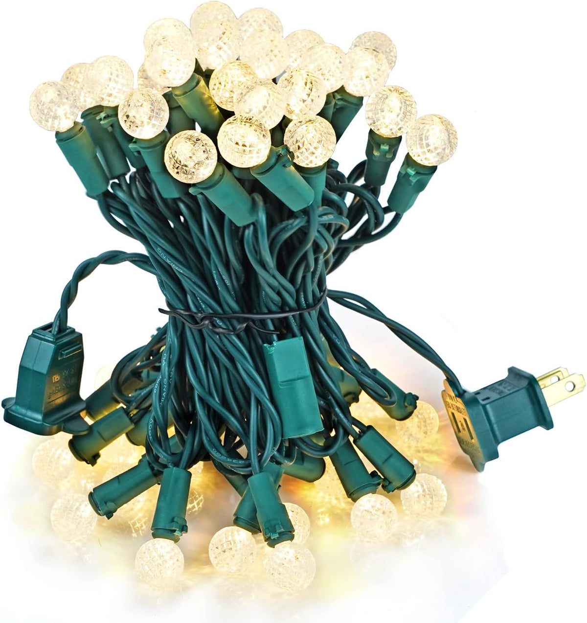 BOHON Christmas Lights Outdoor Faceted G15 50 LED 17ft Plug in Warm White
