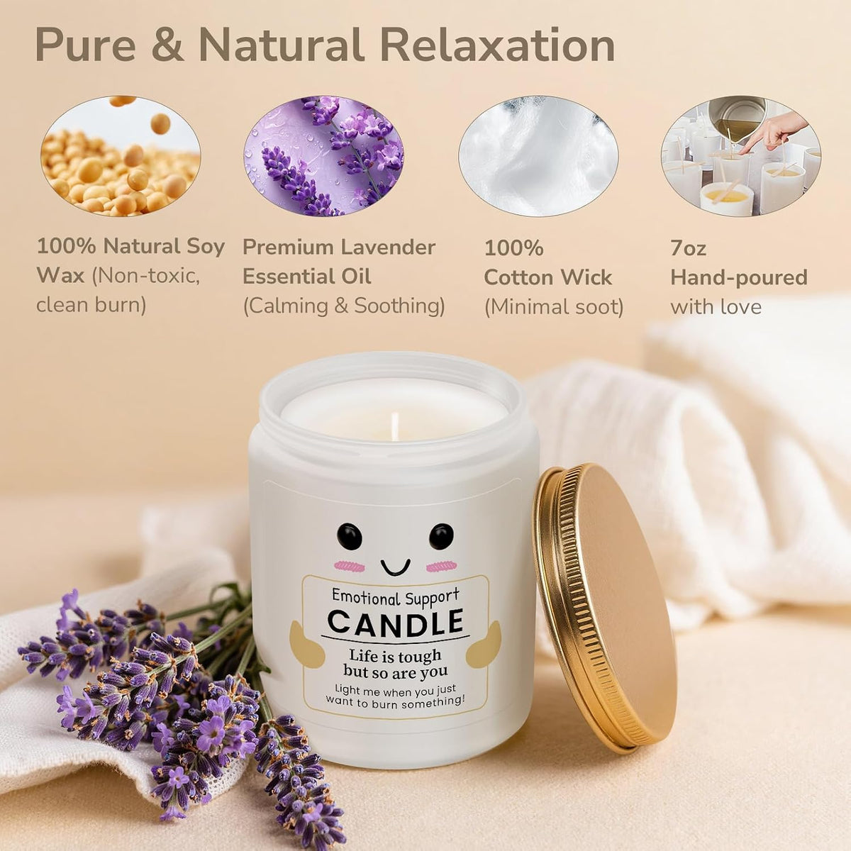 Funny Emotional Support Gifts,Inspirational Gift for Women, Lavender Candle