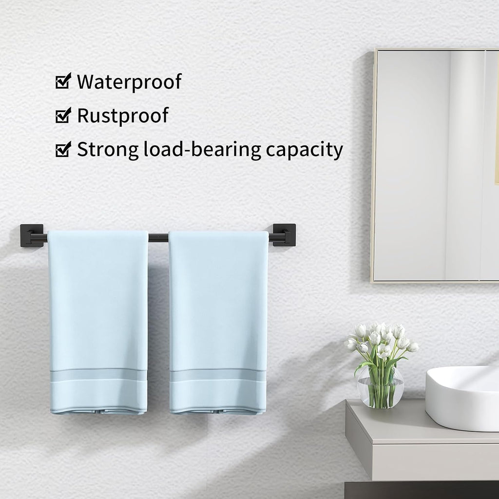 MKO Towel Bar for Bathroom, 24" 2 Pack Wall Mounted Towel Rack, Black