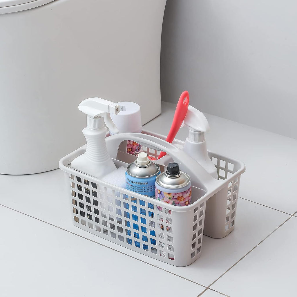 Portable Shower Caddy Basket Plastic Storage Basket with Divided Light Grey