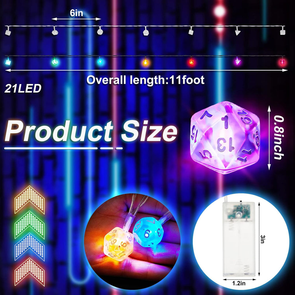 Wettarn 10 ft Polyhedral Dice String Lights, LED Dice Lights