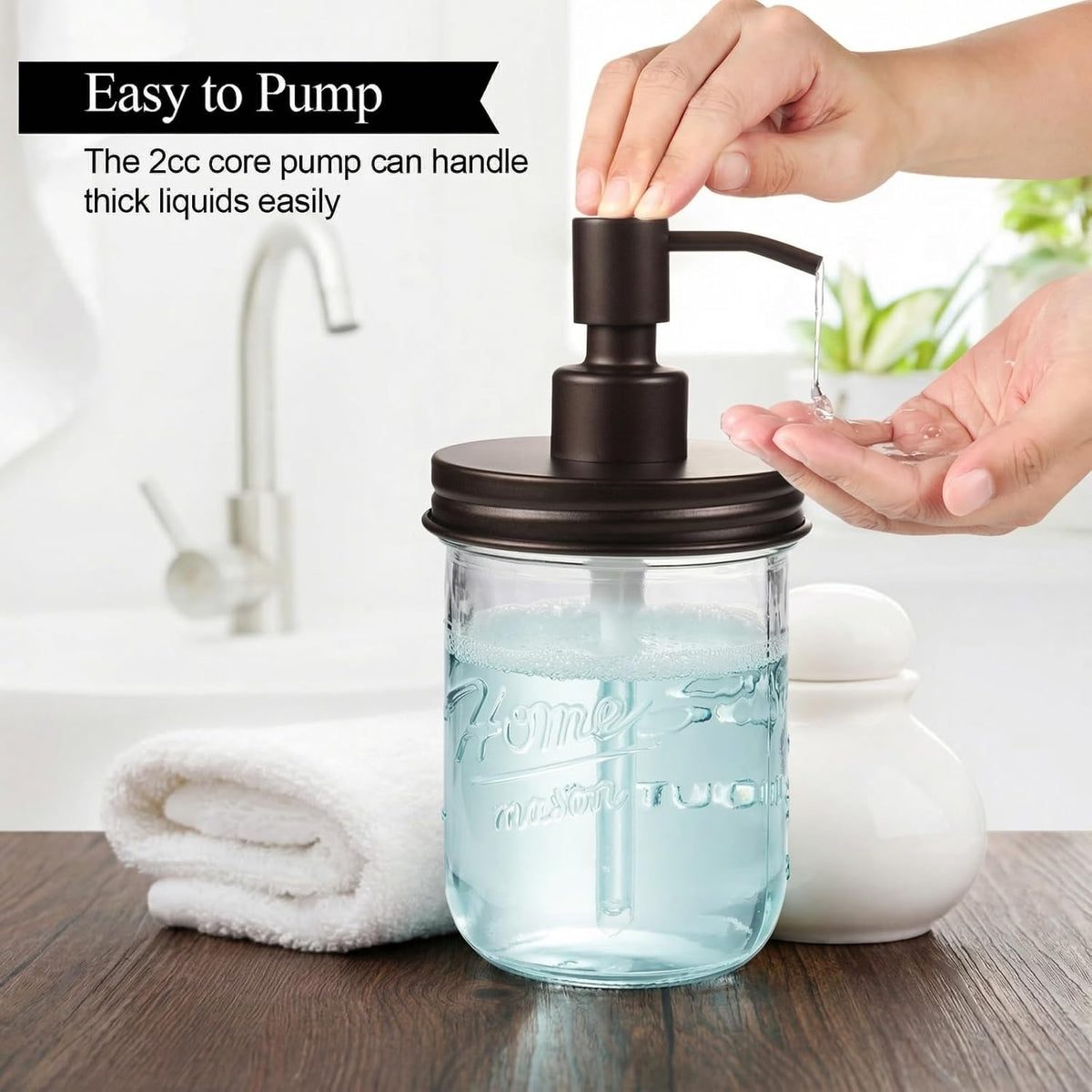 SheeChung 16oz Mason Jar Soap Dispenser, Bronze Stainless Steel Pump,2 Pack