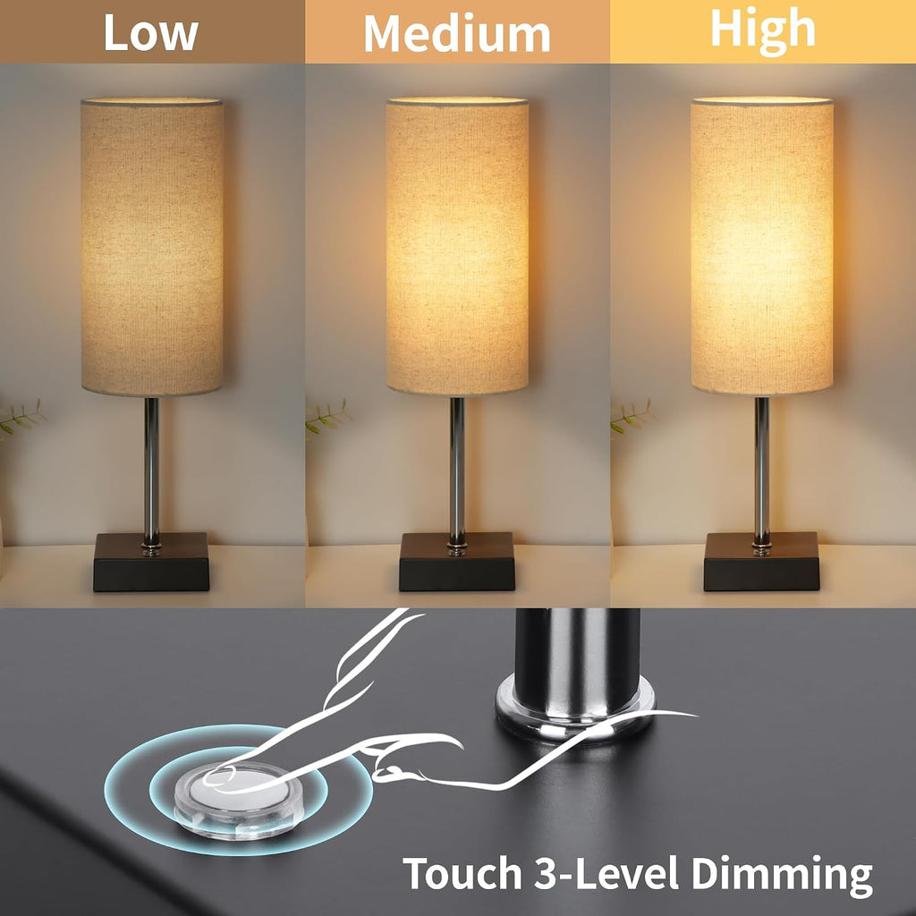 AVV Cordless Table Lamp with Dimmable, Rechargeable 3 Modes Battery Powered Bedside Lamp, Battery Operated Lamps for Night Stand, Touch Lamp for Bedroom, Living Room,15 Inch Linen 2PK