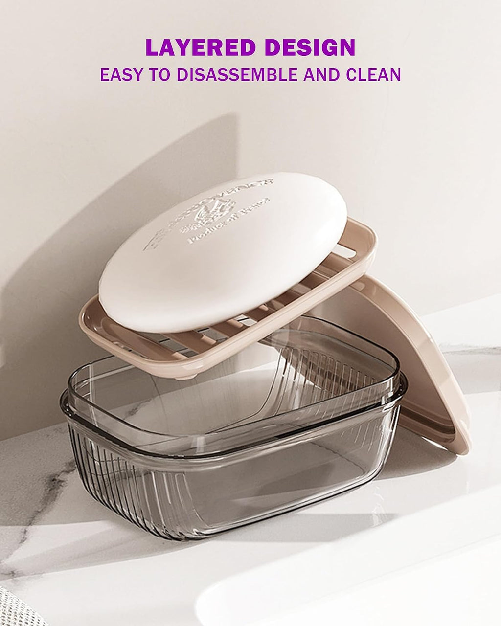 Travel Essentials Soap Holder with Lid Clear,Leakproof Soap Dish with Drainage Layer,Portable Travel Soap Bar Case for Camping,Gym,Bathroom,Kitchen,Dormitory,Hotel