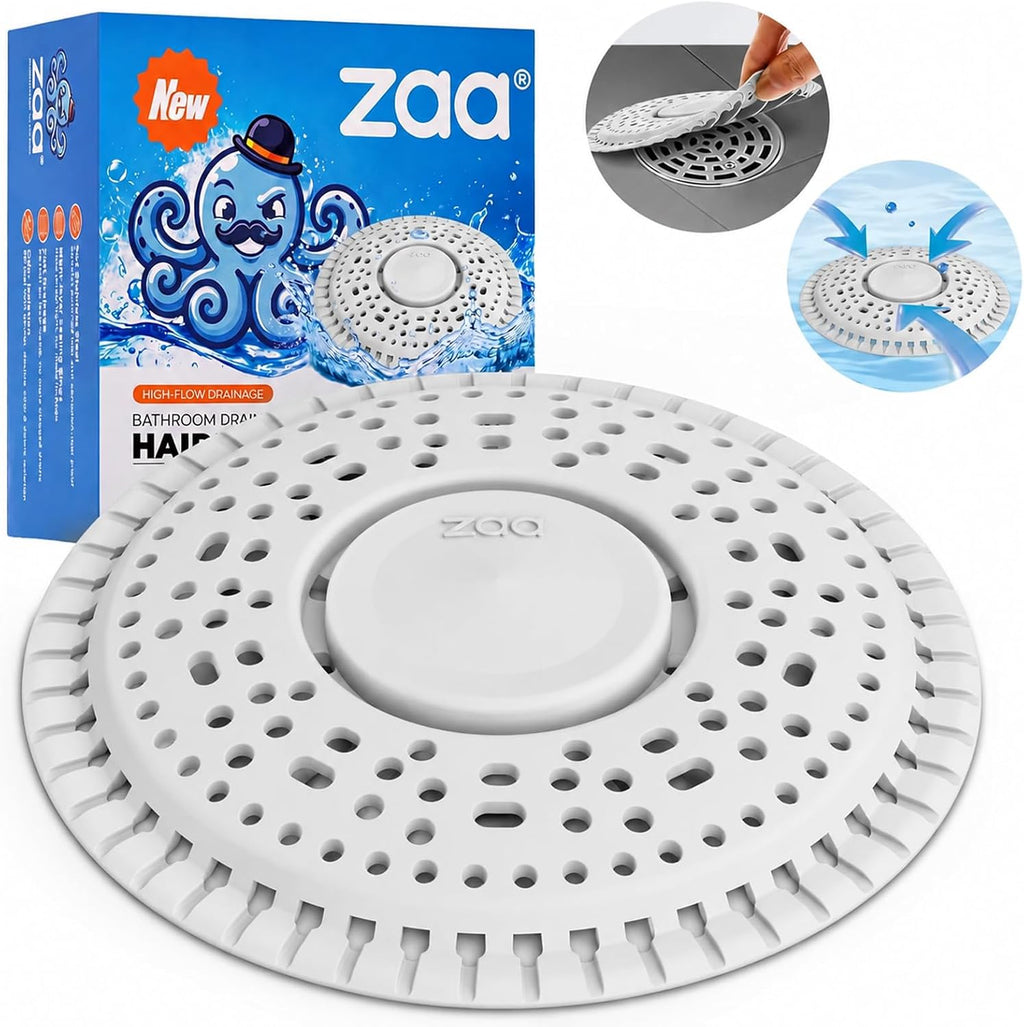 Shower Drain Hair Catcher 5.5" Silicone Drain Cover for Flat Floor Drains