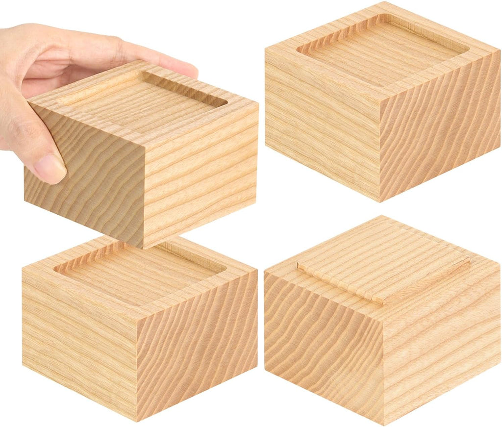 FASONLA Bed Risers (Set of 4) - Oak Solid Wood Furniture Risers Lifts Height 2" with Non-Slip Recessed Hole (4pcs-2" Height-Natural Color)