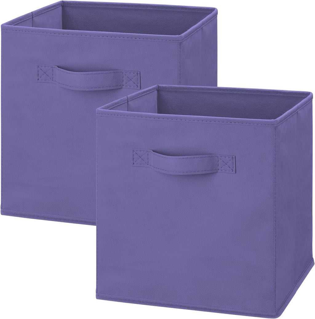 Whitmor Fabric Storage Cubes 2 Pack, Very Peri Closet Organizer Bins with Handles, 10.5 x 10.5 x 11 Inch Non-Woven Storage Baskets for Shelves, Closet, Nursery, Bedroom, Office