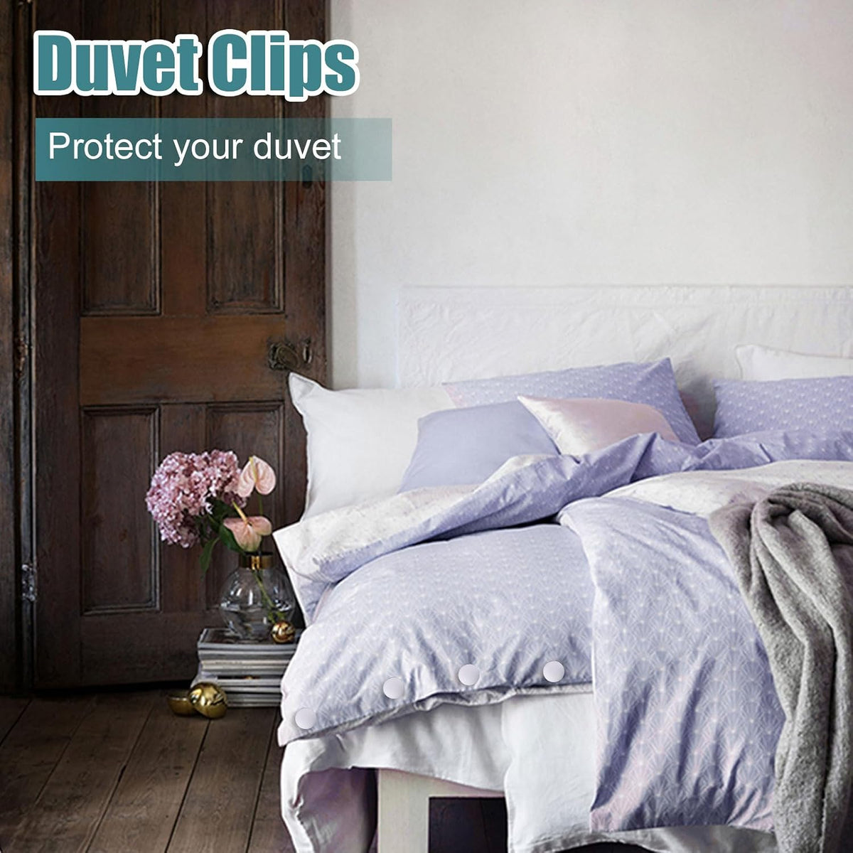 Gosknor 8pcs Comforter Clips, Anti-Slip Duvet Pin Duvet Clips